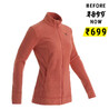 Women Sweater Full-Zip Fleece for Hiking MH100 Sepia