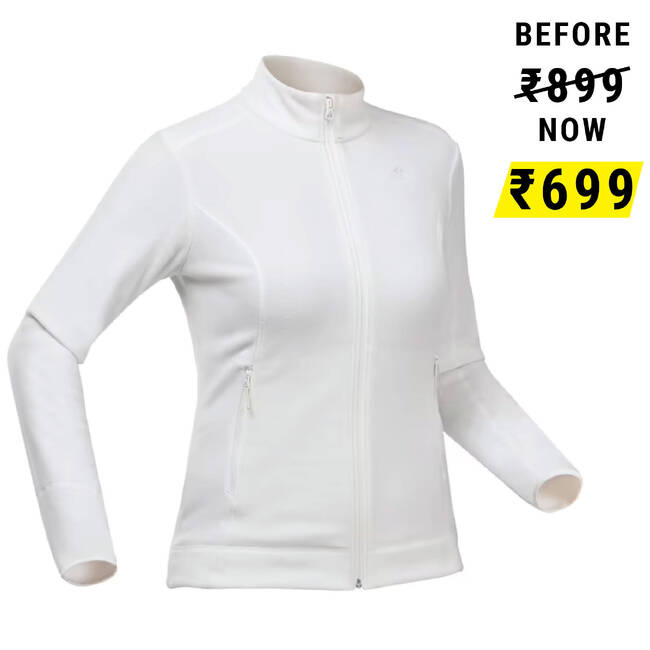 Decathlon polar fleece jacket women's white double-sided fleece