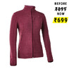 Women Sweater Full-Zip Fleece for Hiking MH100 Grape