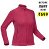 Women Sweater Full-Zip Fleece for Hiking MH100 Beetroot Red