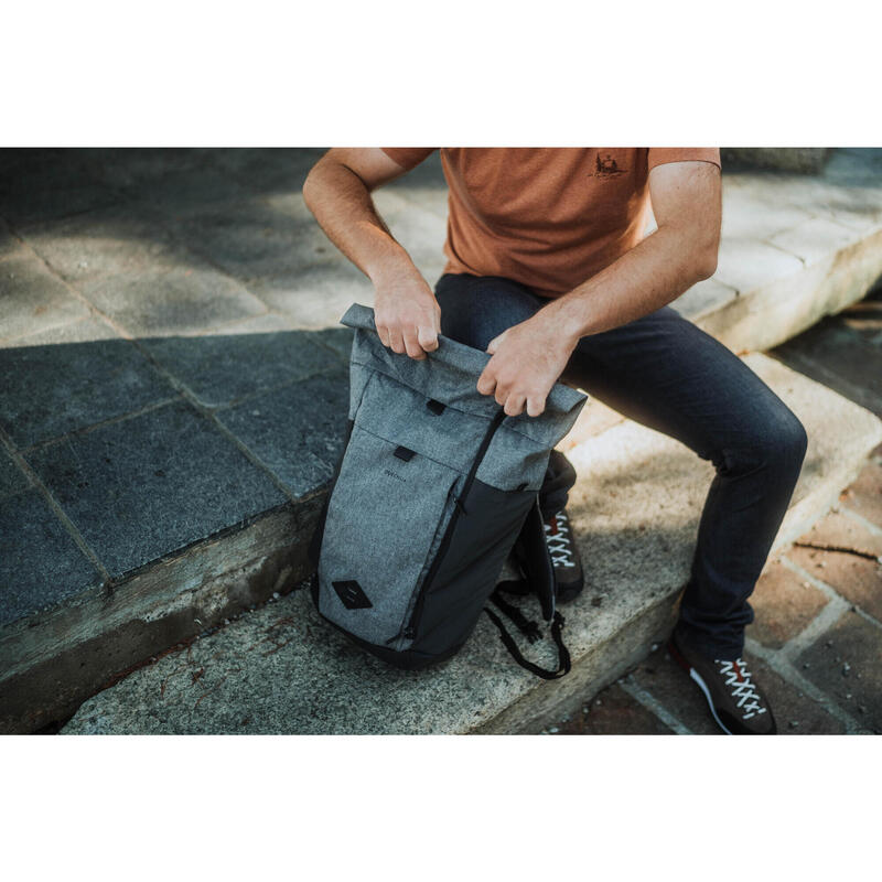 Mochila de caminhada 23L, NH500 Escape Rolltop cinzento