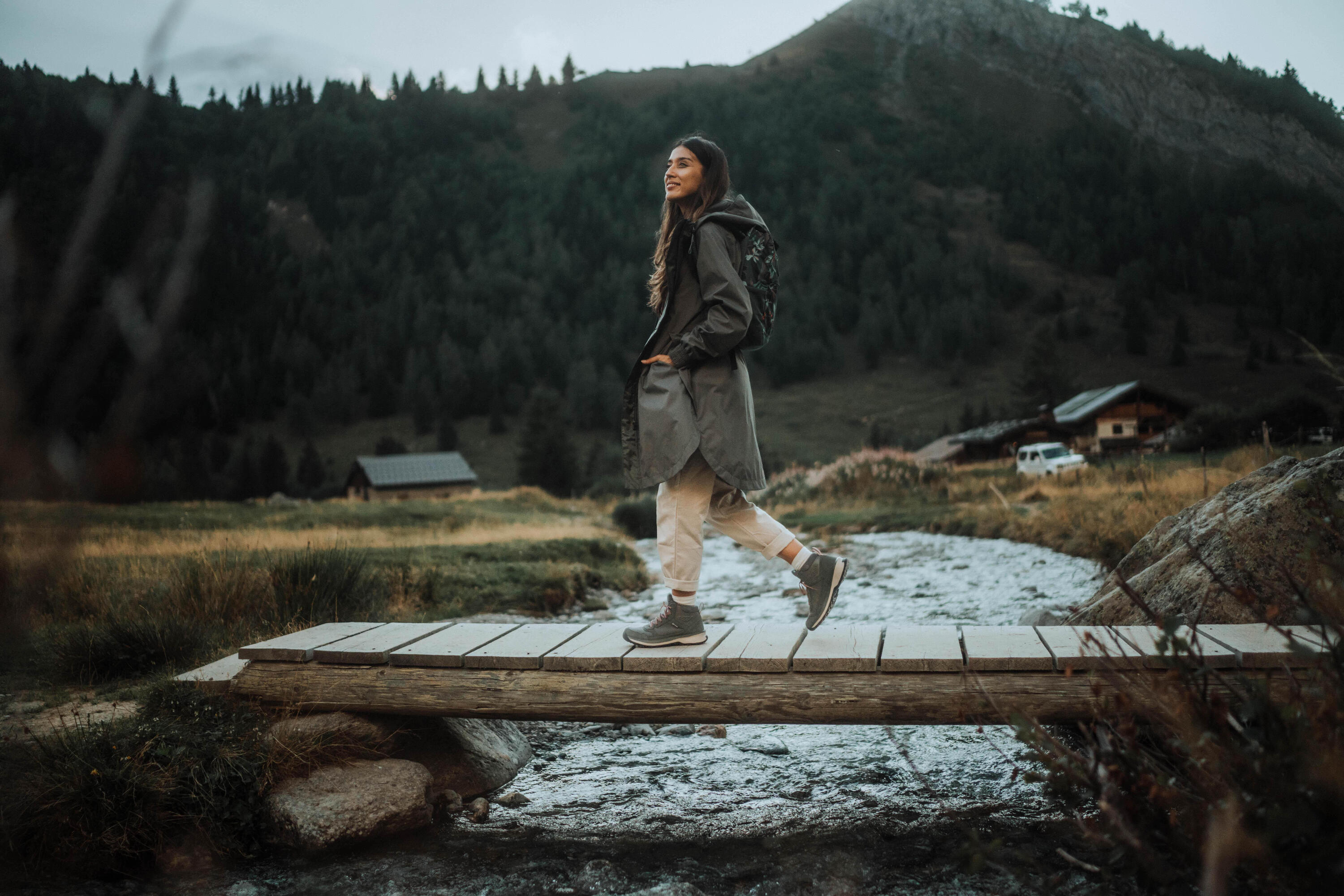 Manteau de randonnée imperméable femme, Raincut Long 12/13