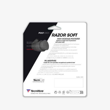 Monofilamentinės teniso raketės stygos „Razor Soft“, 1,25 mm, juodos