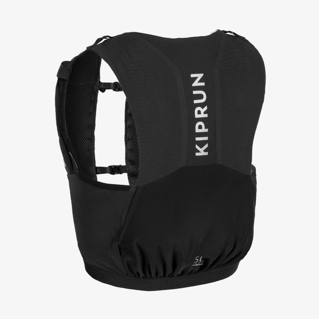 Gilet trail running compétition porte flasques Mixte - KIPRUN veste 5L noir