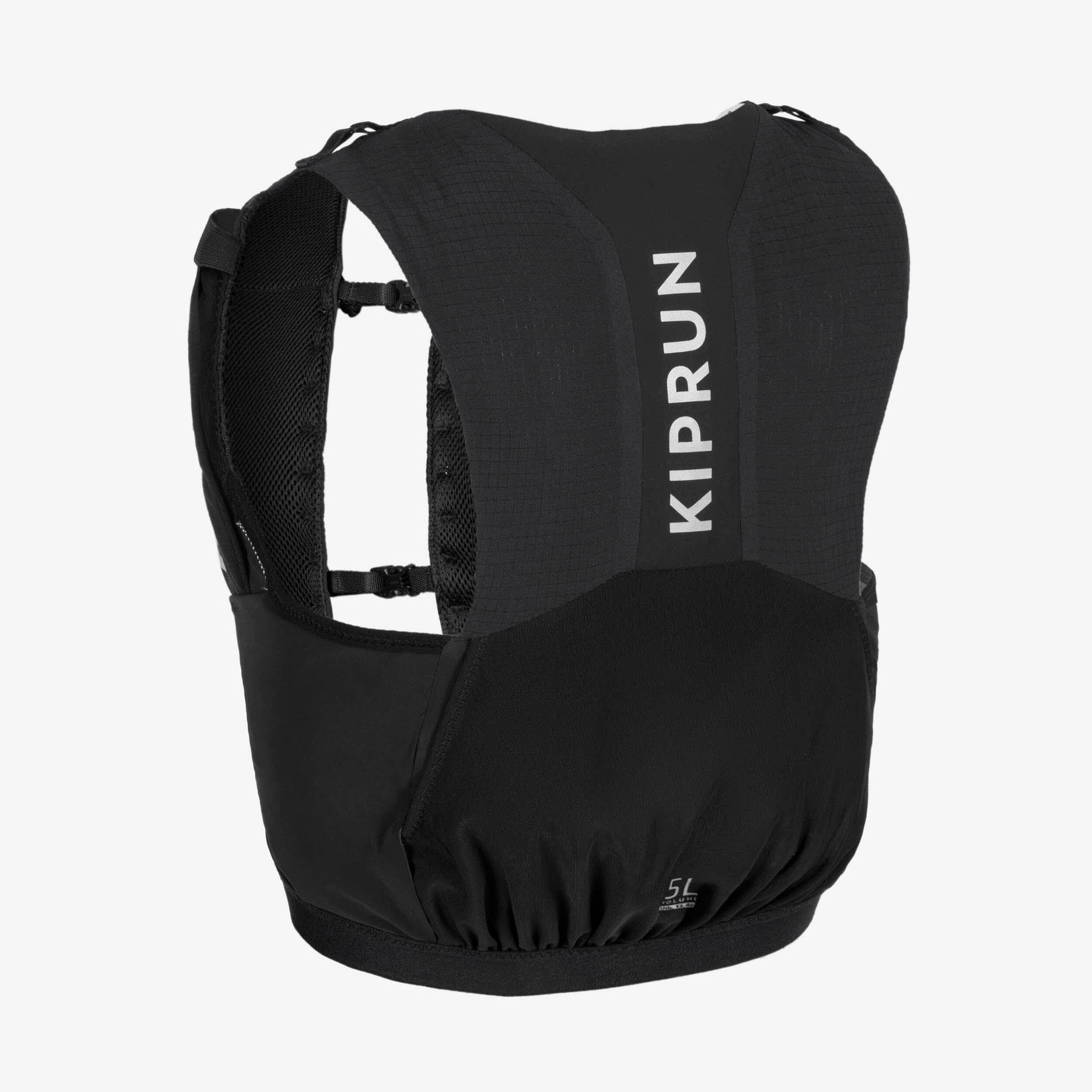 Unisex Trail Running Competition Water Bottle Holder Vest Kiprun Vest 5L Black