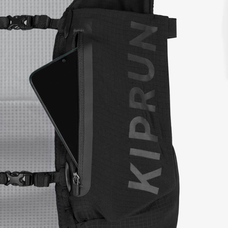 Gilet trail running compétition porte flasques Mixte - KIPRUN veste 5L noir