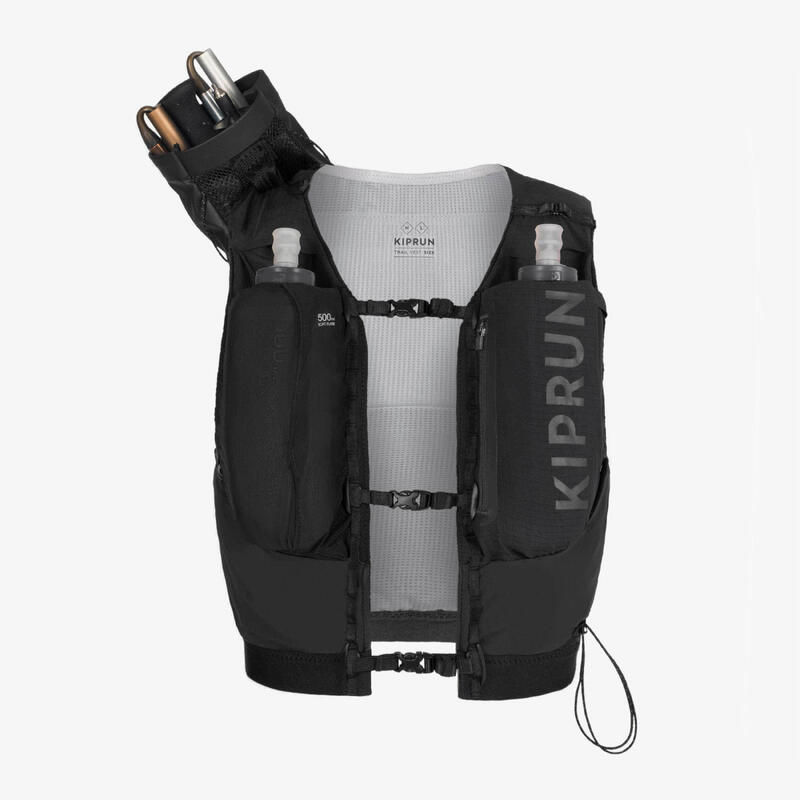 Unisex Trail Running Competition Water Bottle Holder Vest - Kiprun Vest 5L Black