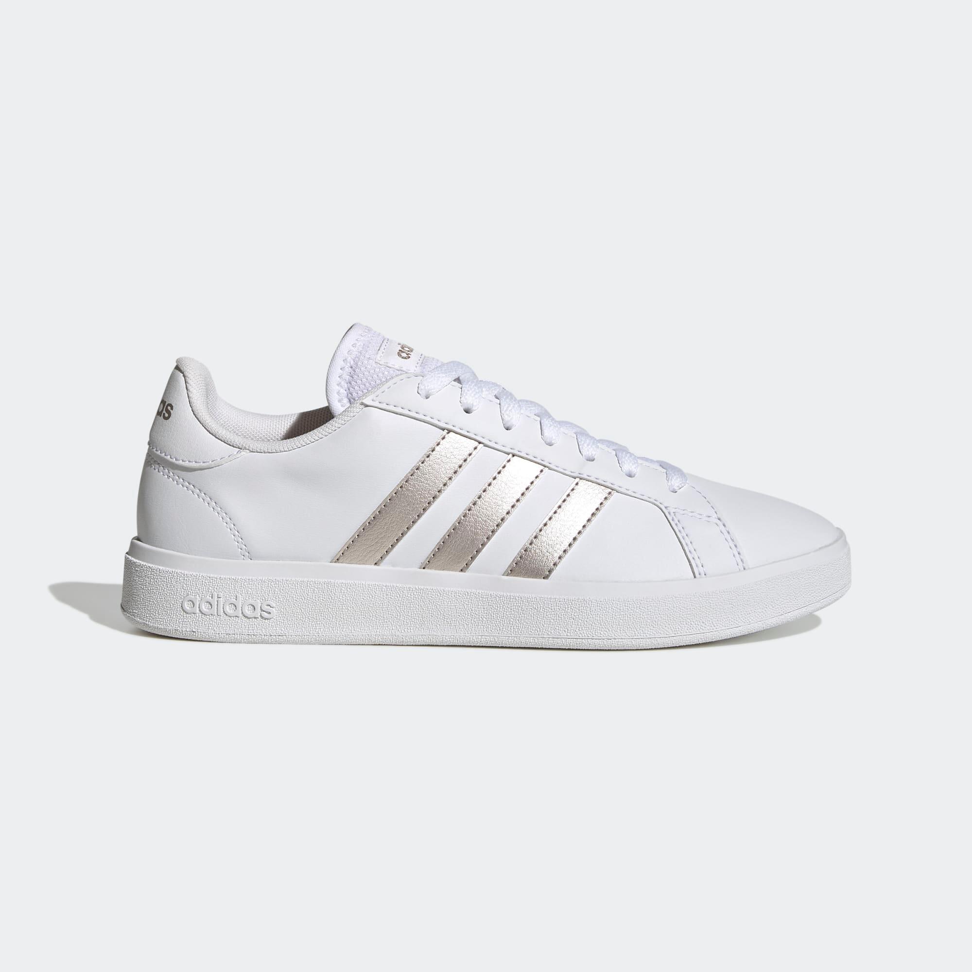 Sneaker Damen Adidas Court Base weiss silber Decathlon