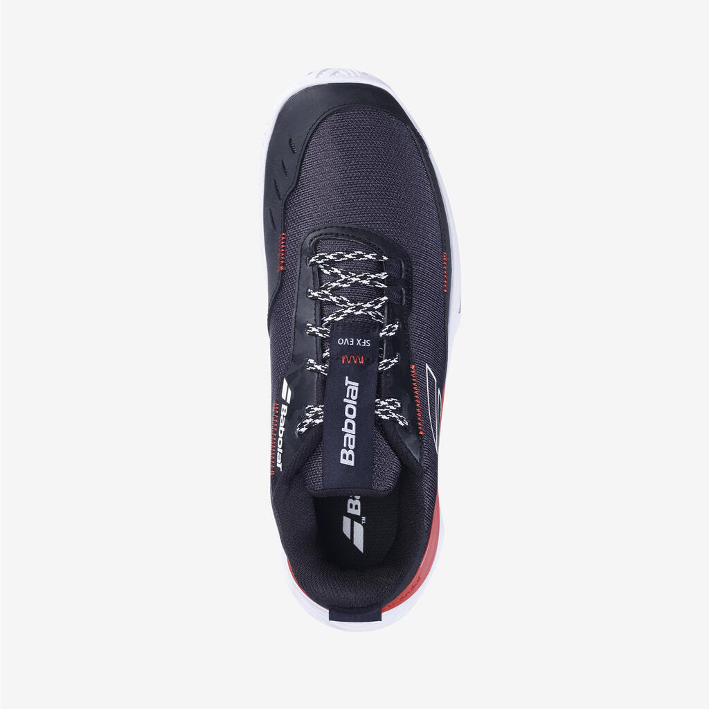 Vīriešu dažādu laukumu segumu tenisa apavi “SFX EVO”, melni/sarkani