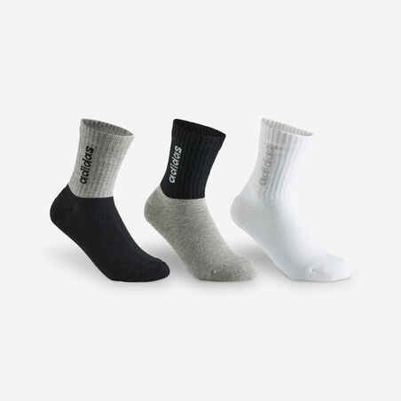 Kids' High Sports Socks Tri-Pack - Black/Grey/White