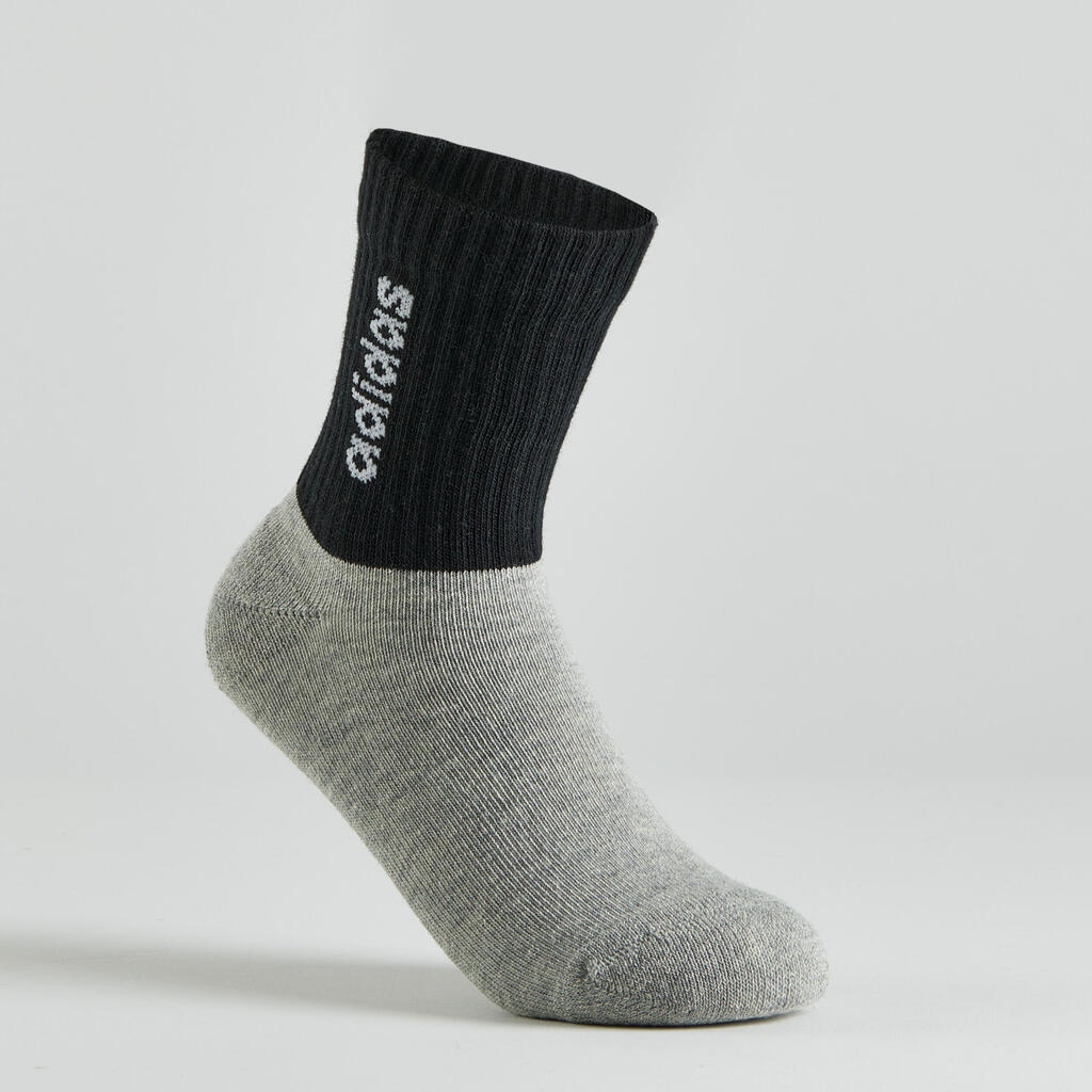 Kids' High Sports Socks Tri-Pack - Black/Grey/White