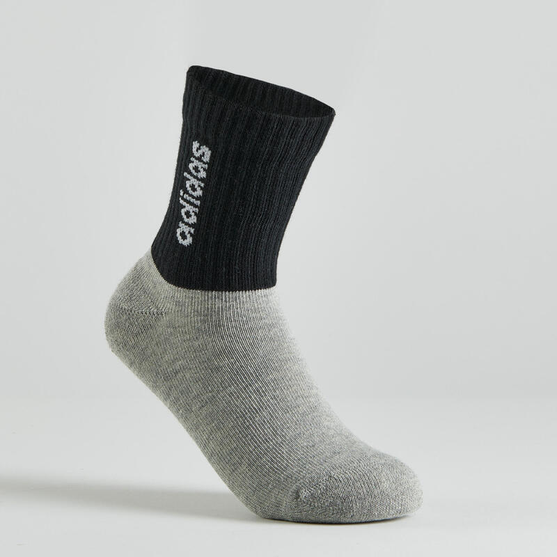 Kinder Sportsocken Adidas lang schwarz/grau/weiss 3er Pack 
