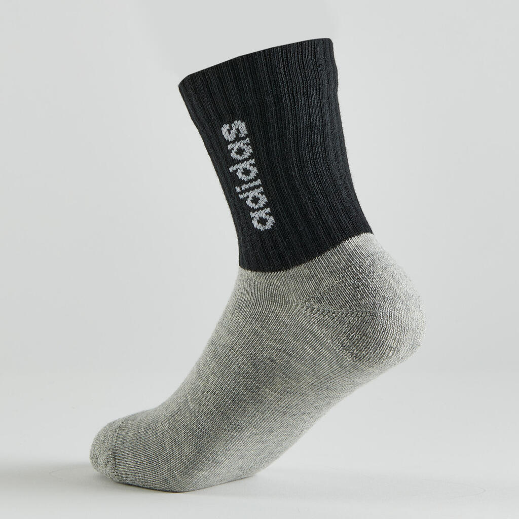 Detské športové ponožky vysoké 3 páry čierne, sivé, biele