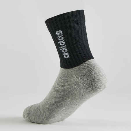 Vaikiškos ilgos sportinės kojinės, trys poros, juodos, pilkos, baltos