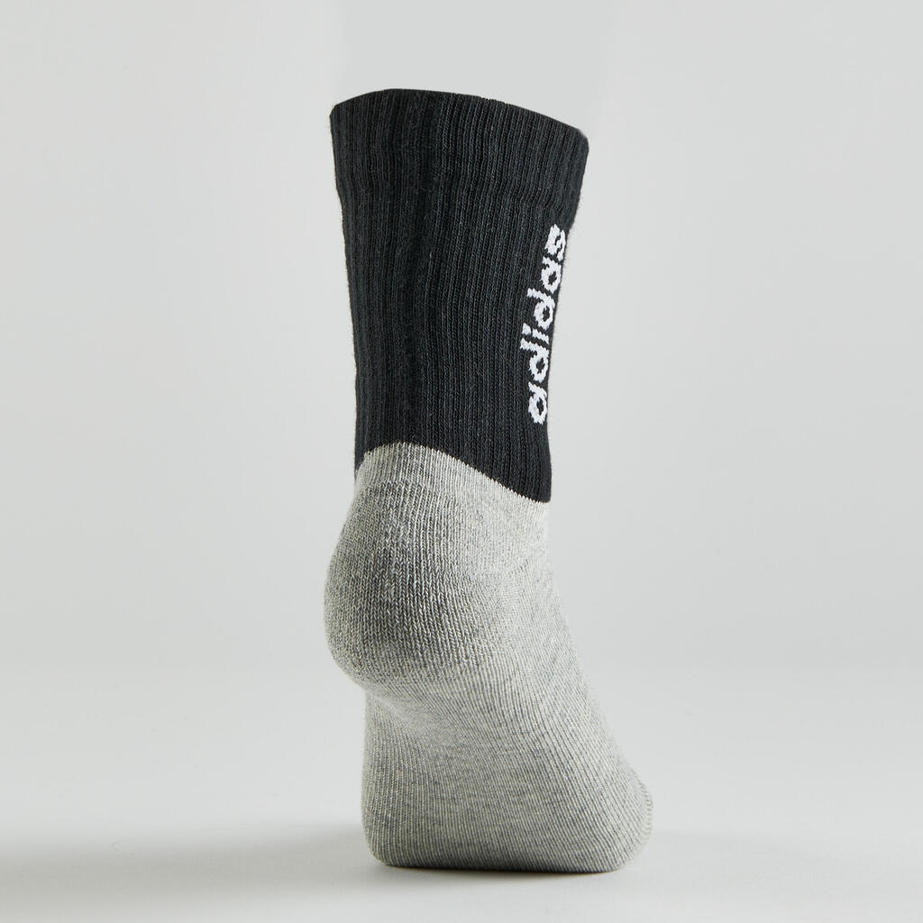 Kids' High Sports Socks Tri-Pack - Black/Grey/White