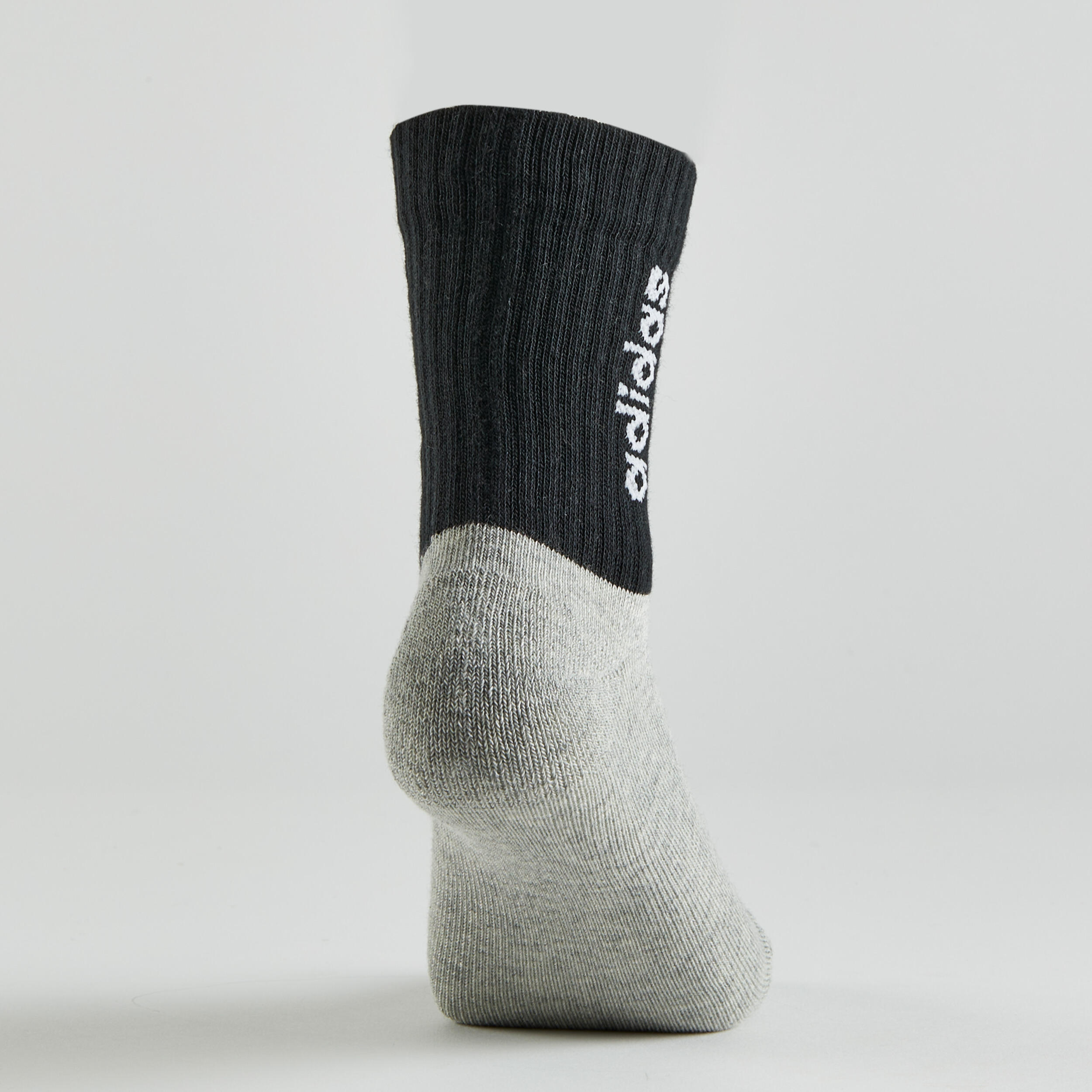 Kids' High Sports Socks Tri-Pack - Black/Grey/White 6/7