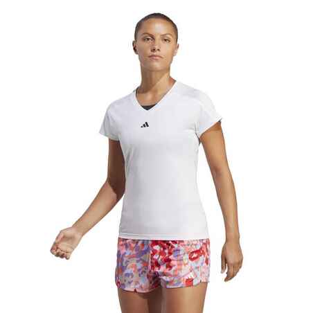 Moteriški kardiotreniruočių ir kūno rengybos berankoviai marškinėliai, balti