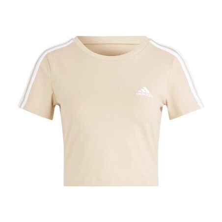 Women's Cropped Slim-Fit Low-Impact Fitness T-Shirt - Beige