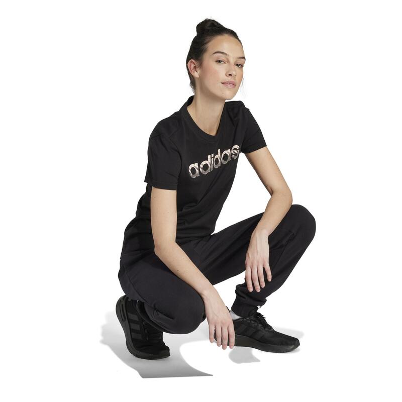 T-shirt nera ADIDAS donna palestra regular fit cotone