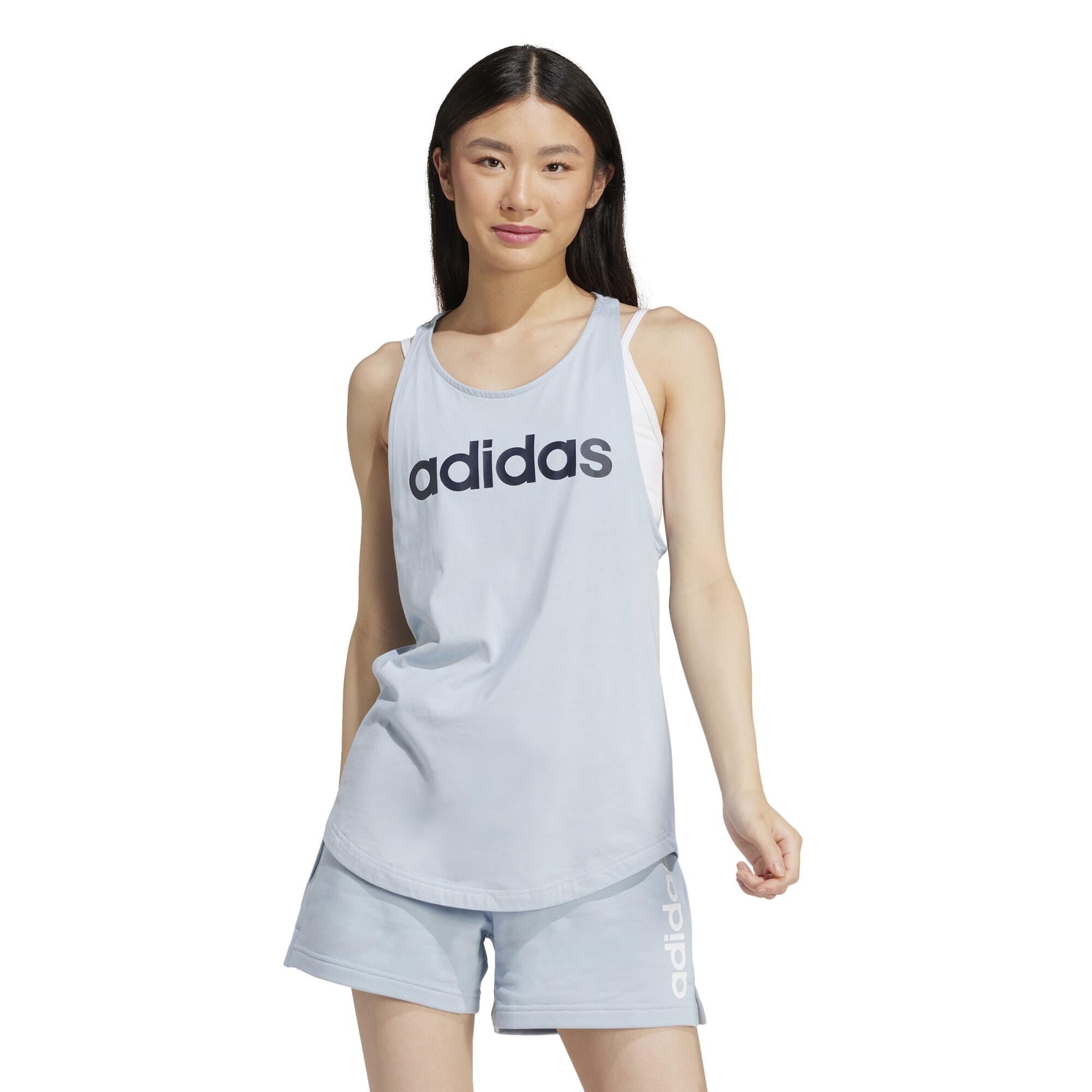 Canotta ADIDAS donna palestra regular fit cotone azzurra |  Adidas