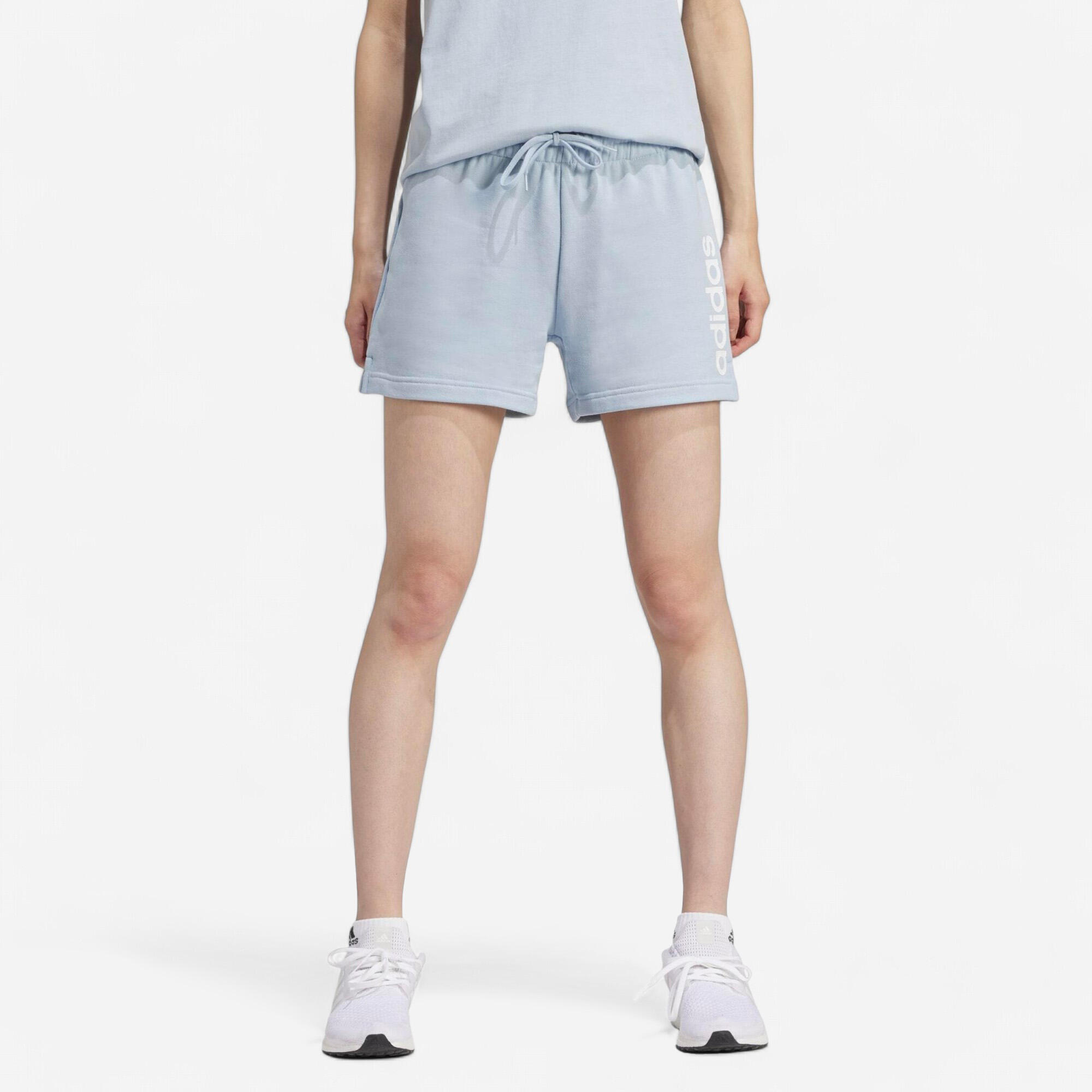 ADIDAS Pantaloncini ADIDAS donna palestra regular fit cotone azzurri