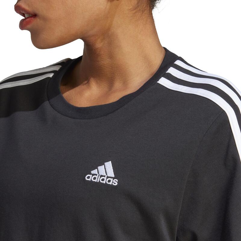 Cropped T-shirt voor fitness en soft training dames zwart