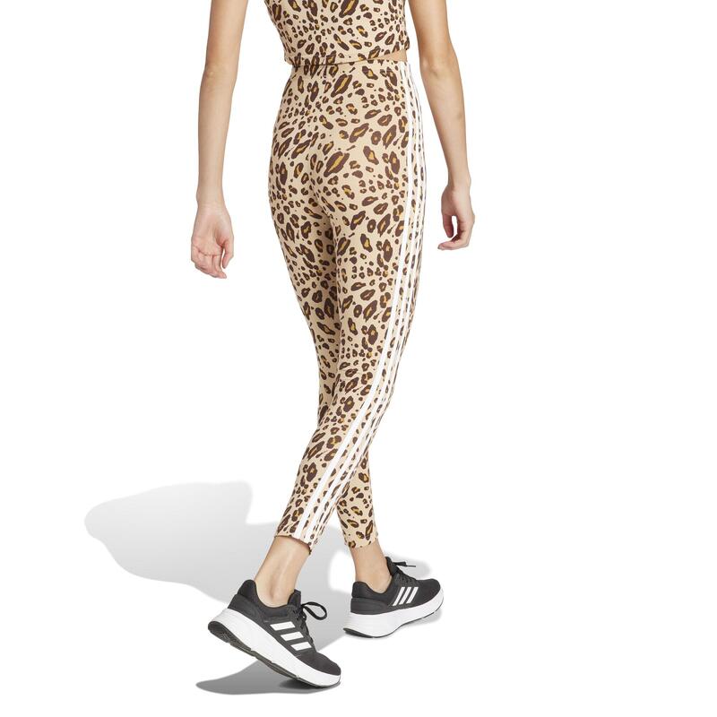 Leggings ADIDAS donna palestra modellanti cotone beige-marrone stampa animalier