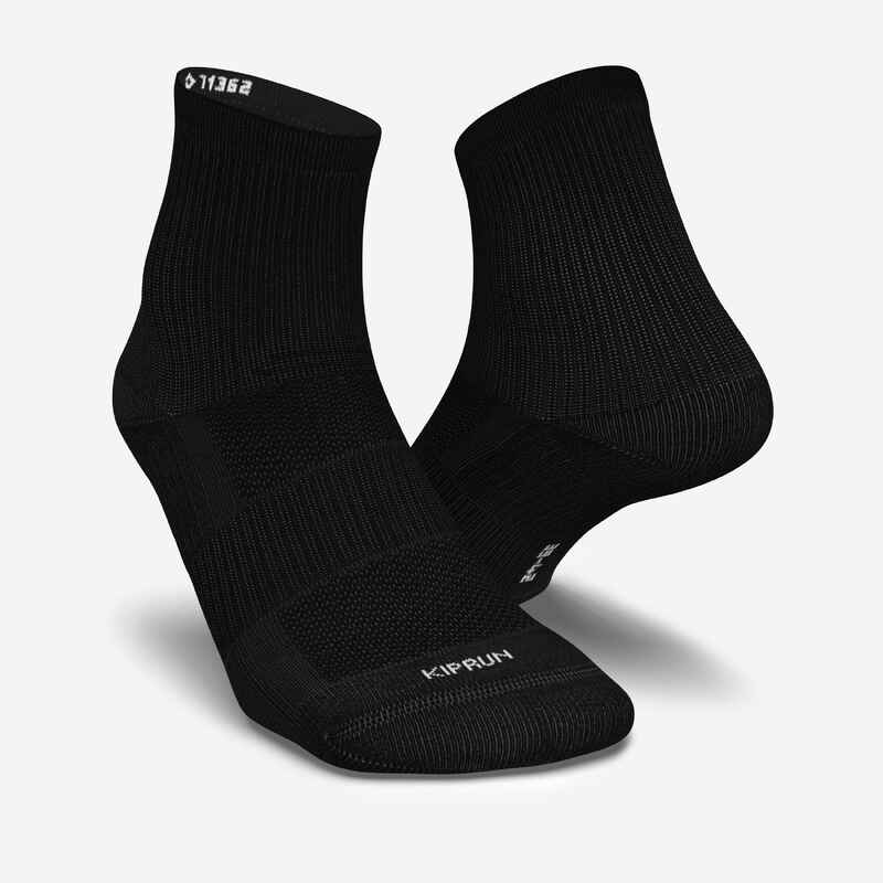 RUNNING MID SOCKS RUN500 2-PACK BLACK - Decathlon