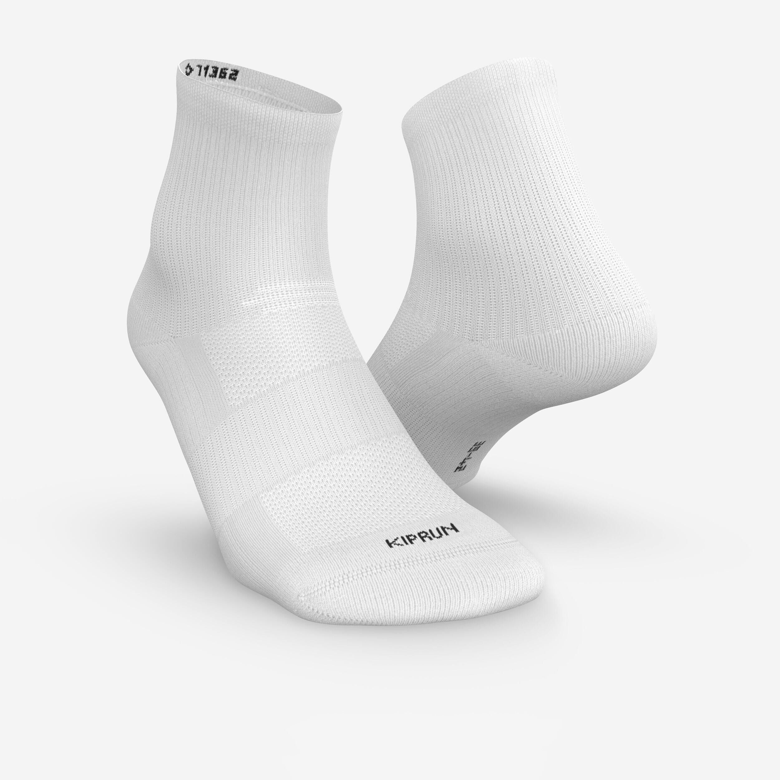 KIPRUN RUNNING MID SOCKS RUN500 2-PACK WHITE