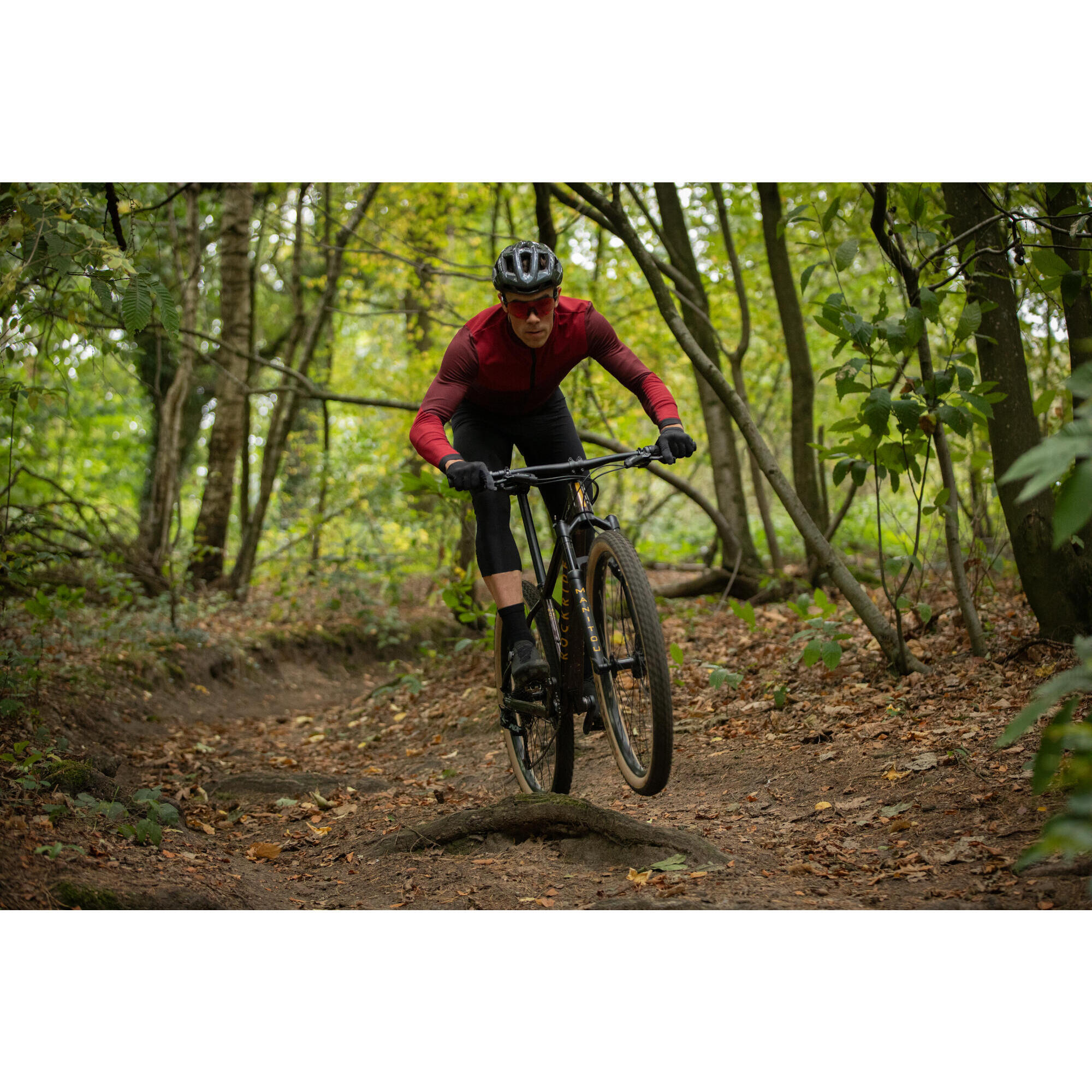 Culotte ciclismo pirata MTB hombre Rockrider Race Negro Ocre Decathlon