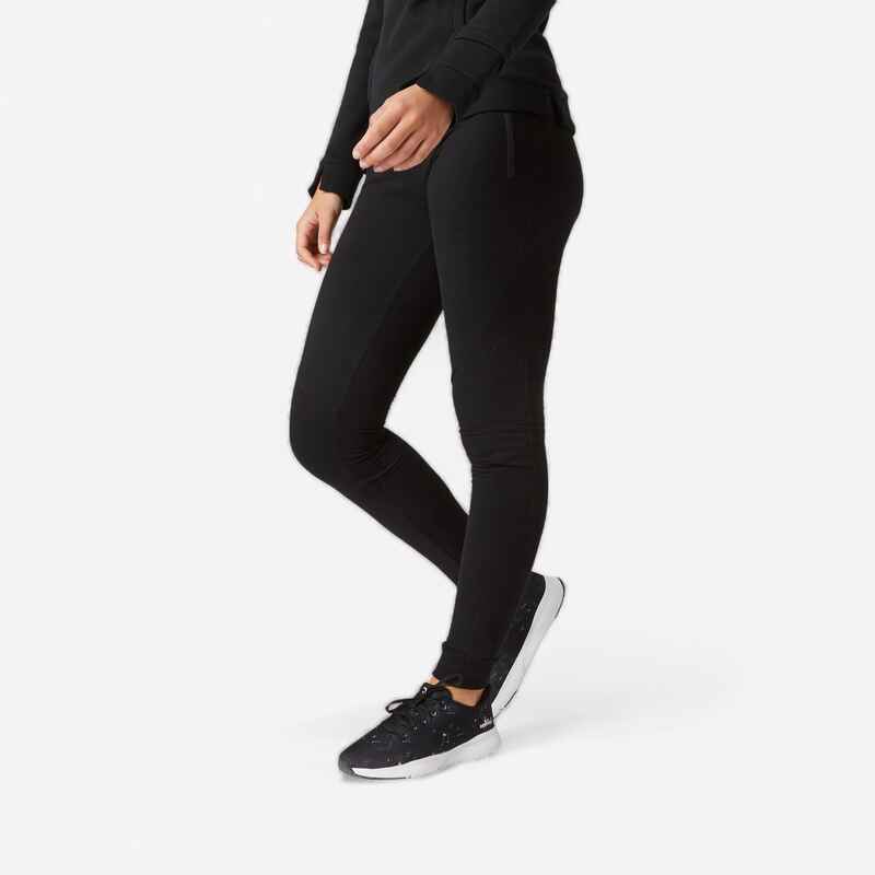 Pantalón jogger de fitness cálido para Mujer Domyos 100 negro