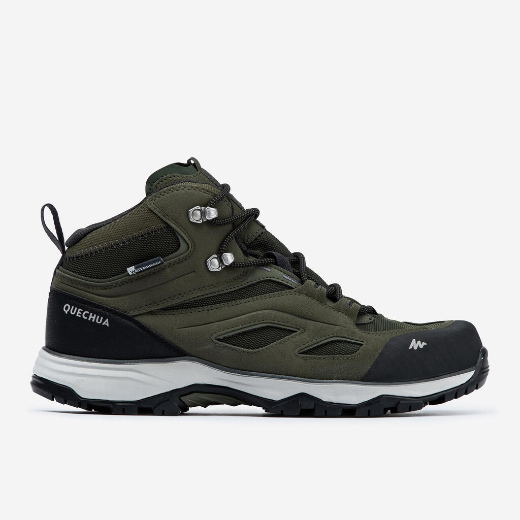 Chaussures imperméables de randonnée montagne - mh100 mid khaki - homme