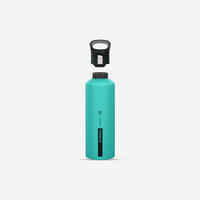 Aluminium 1 L flask with quick opening cap for hiking - Green