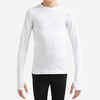 Kids' Long-Sleeved Football Base Layer Top Keepdry 500 - White