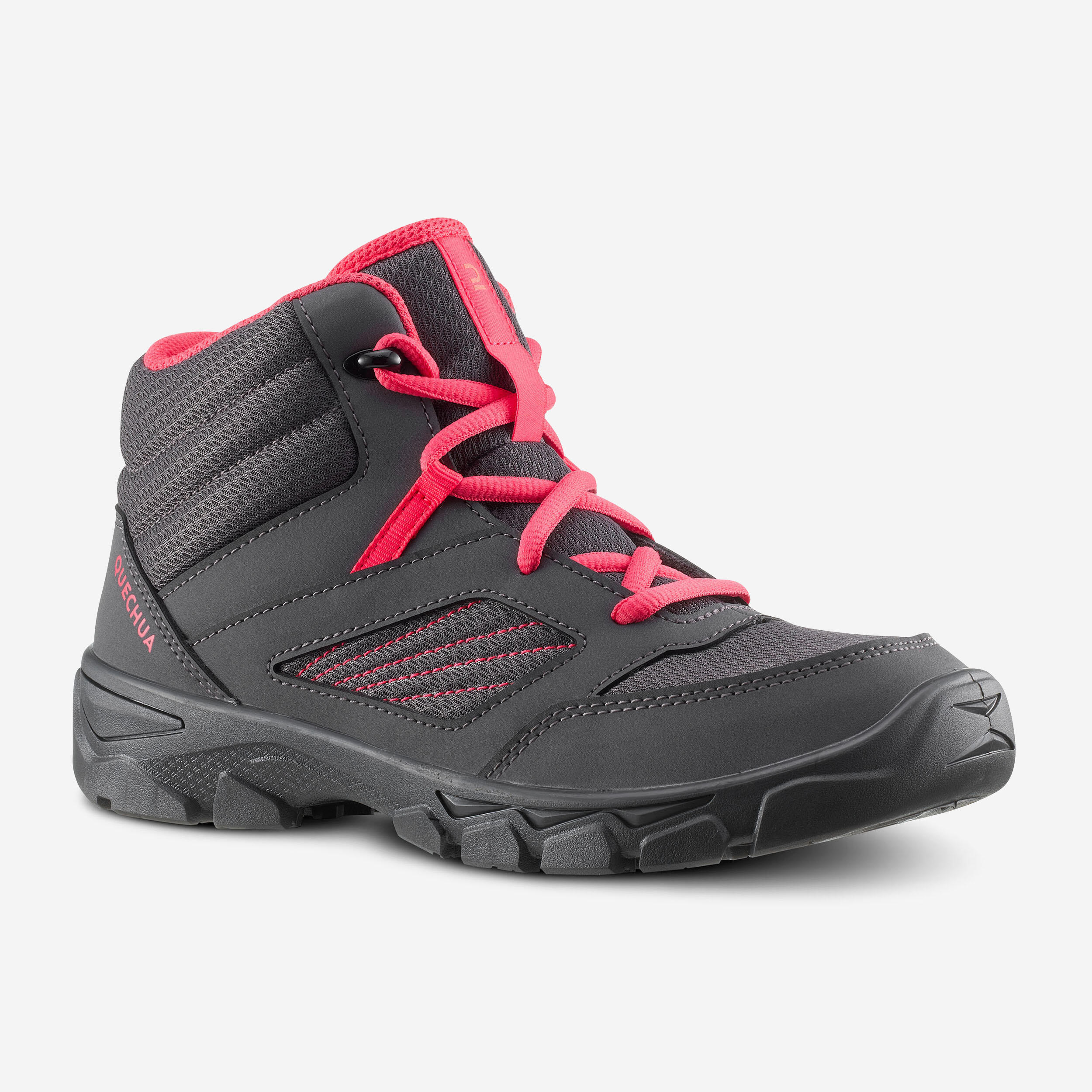 Kids' Hiking Boots - MH 100 Grey/Pink - QUECHUA
