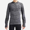 Kids' Long-Sleeved Football Base Layer Top Keepdry 500 - Mottled Grey