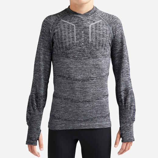 
      Kids' Long-Sleeved Football Base Layer Top Keepdry 500 - Mottled Grey
  