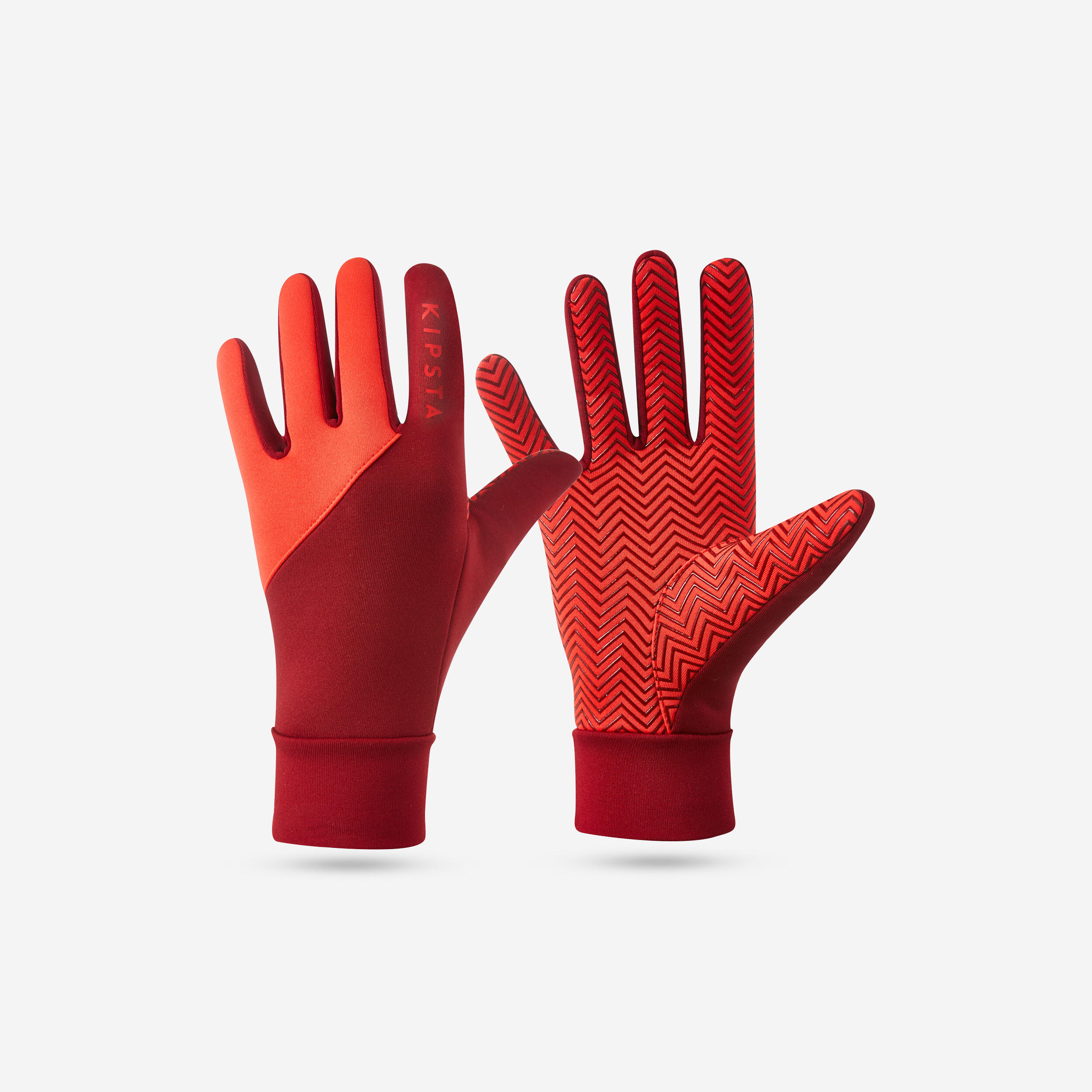 Adult water repellent football gloves, red 1/5