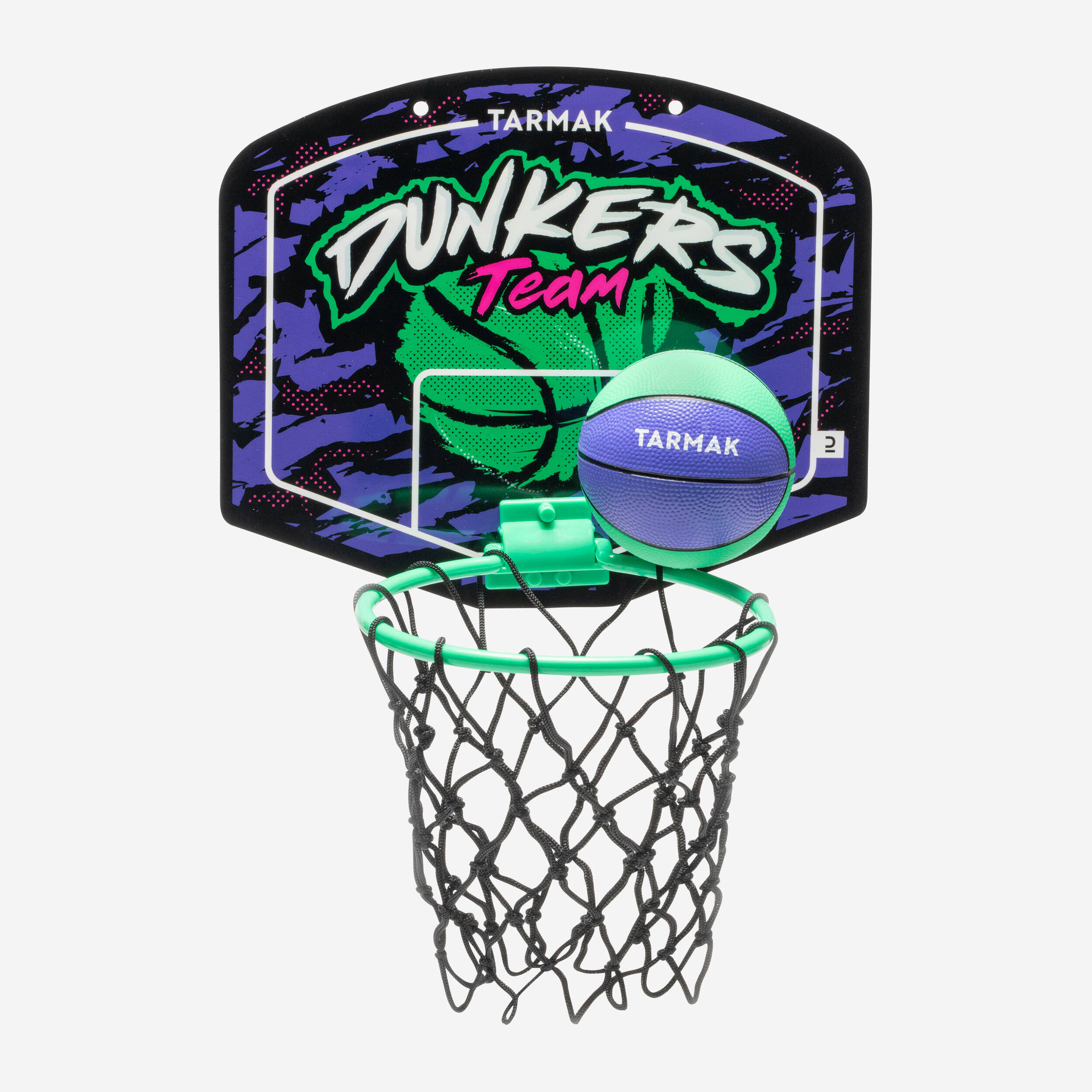 Kids' Wall-Mounted Basketball Hoop SK100 Dunkers - Turquoise/Purple -  1