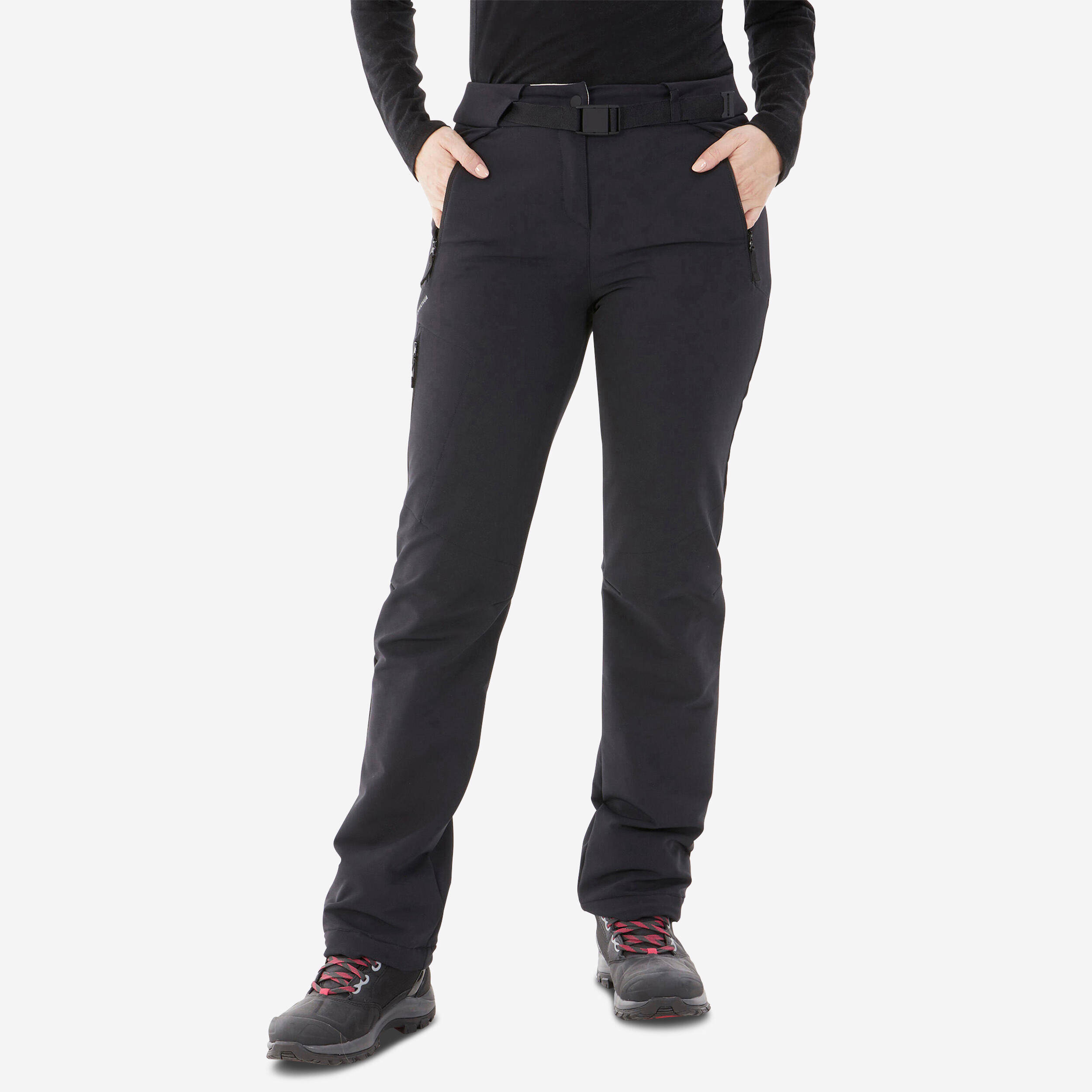 Women’s warm and water-repellent hiking trousers, SH500 - Black -  1