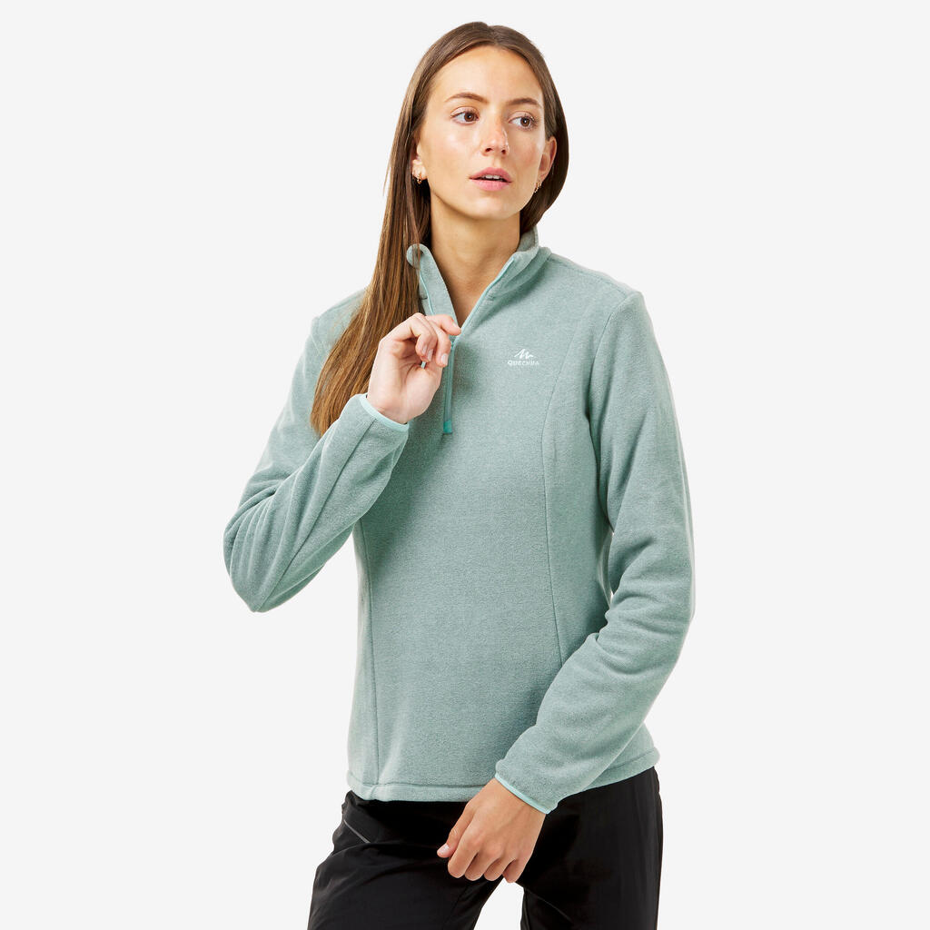 Women’s mountain hiking fleece jacket, MH100 - Green