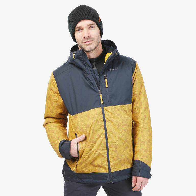 Men Winter Jacket - Waterproof SH500 -10°C Yellow/Grey