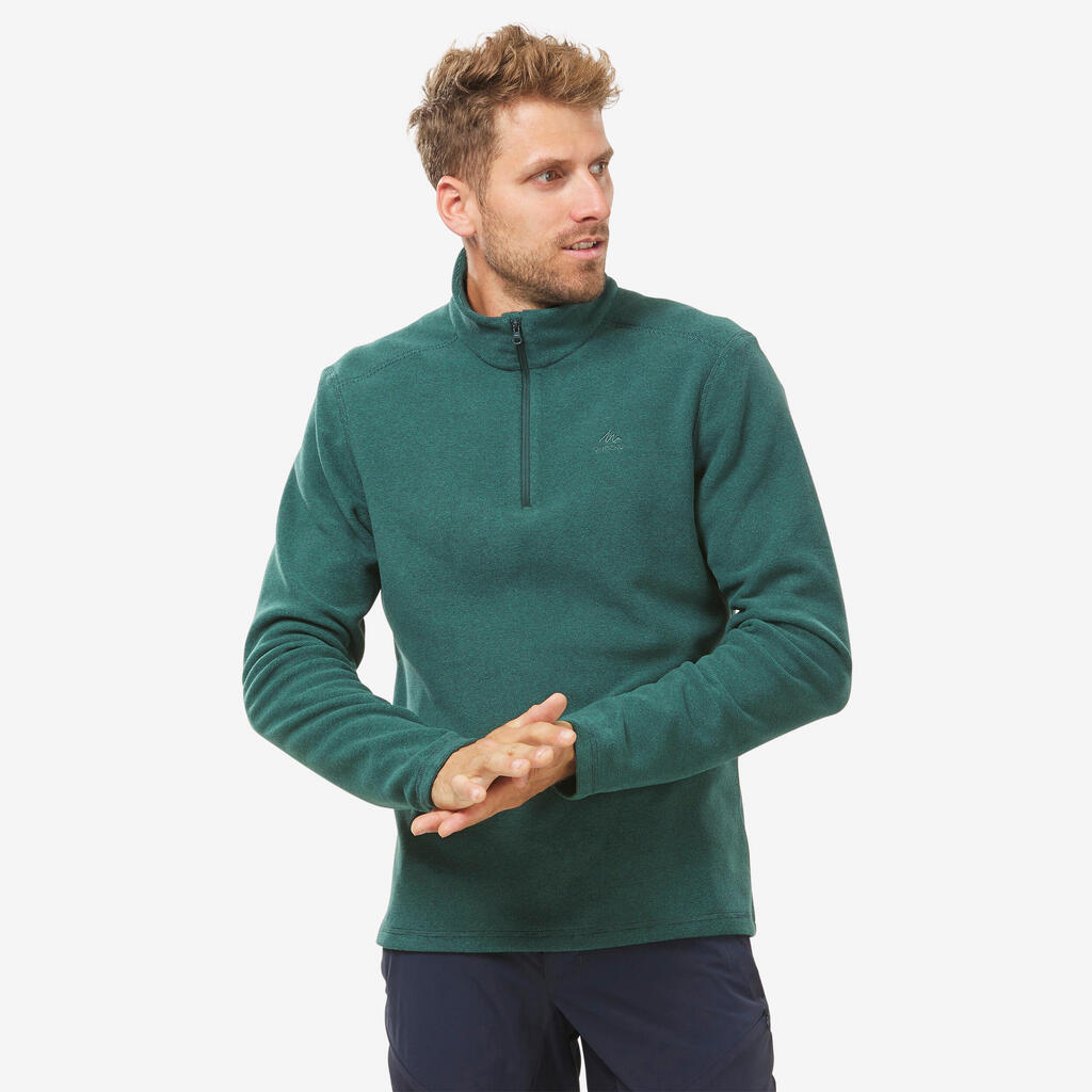 Men’s Mountain Hiking Fleece MH100 Half Zip - Green