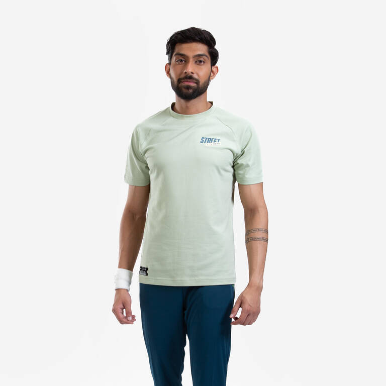 ADULT CRICKET ROUND NECK T-SHIRT CT 500 GREEN