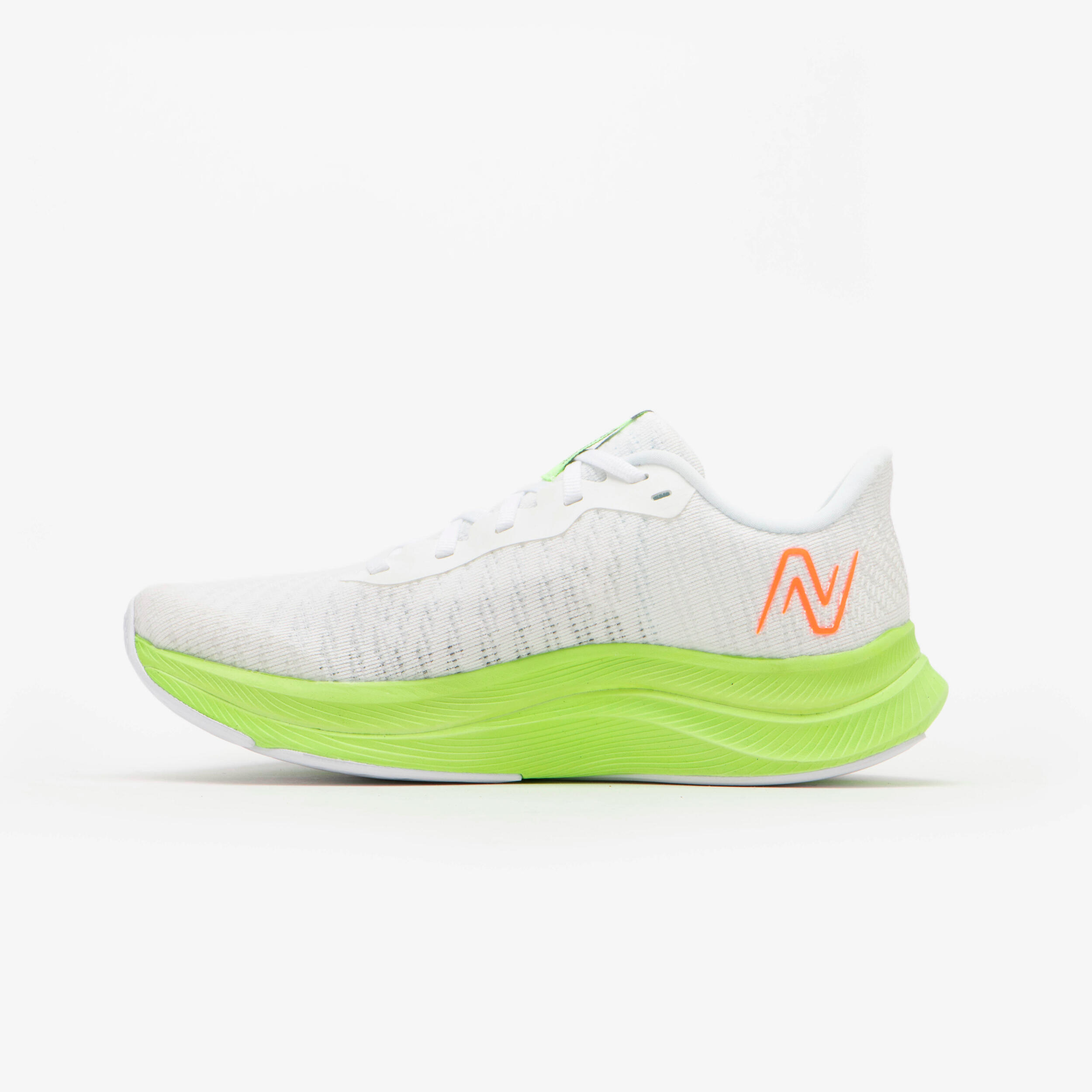 WOMEN'S NEW BALANCE FUELCELL PROPEL V4 RUNNING SHOES - WHITE AND NEON GREEN 3/7