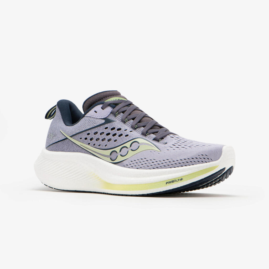 WOMEN'S SAUCONY RIDE 17 RUNNING SHOES - IRIS/NAVY