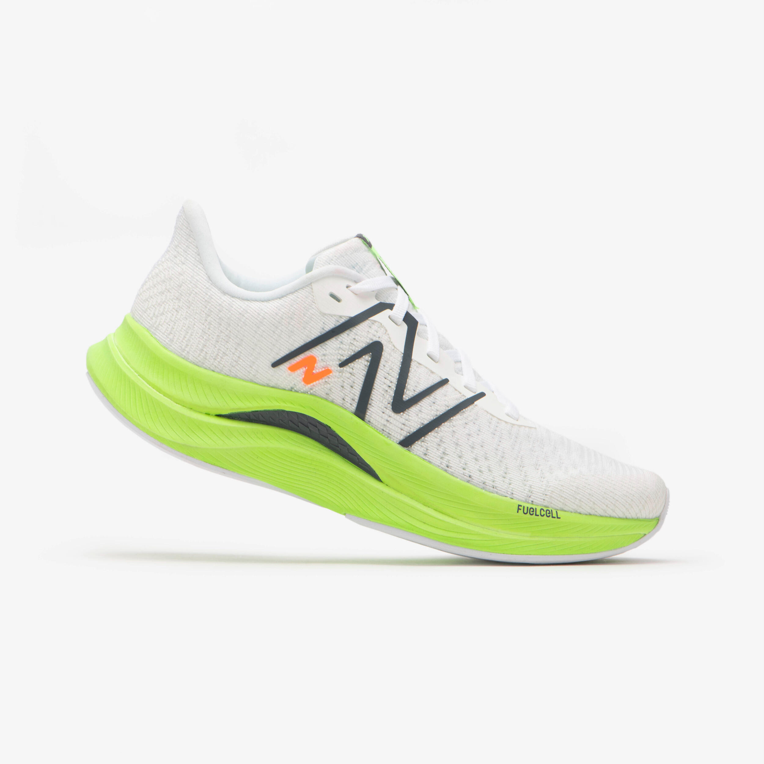 NEW BALANCE WOMEN'S NEW BALANCE FUELCELL PROPEL V4 RUNNING SHOES - WHITE AND NEON GREEN