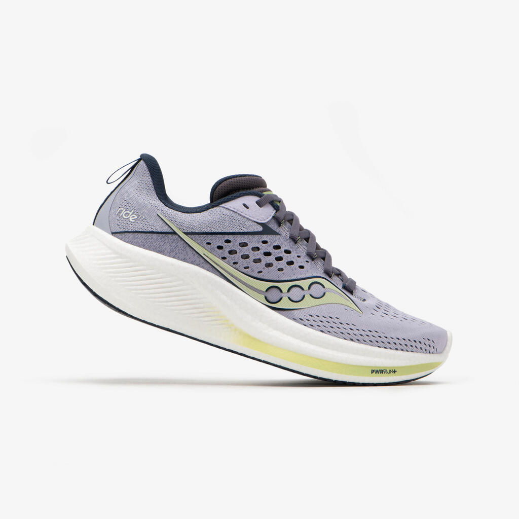 WOMEN'S SAUCONY RIDE 17 RUNNING SHOES - IRIS/NAVY