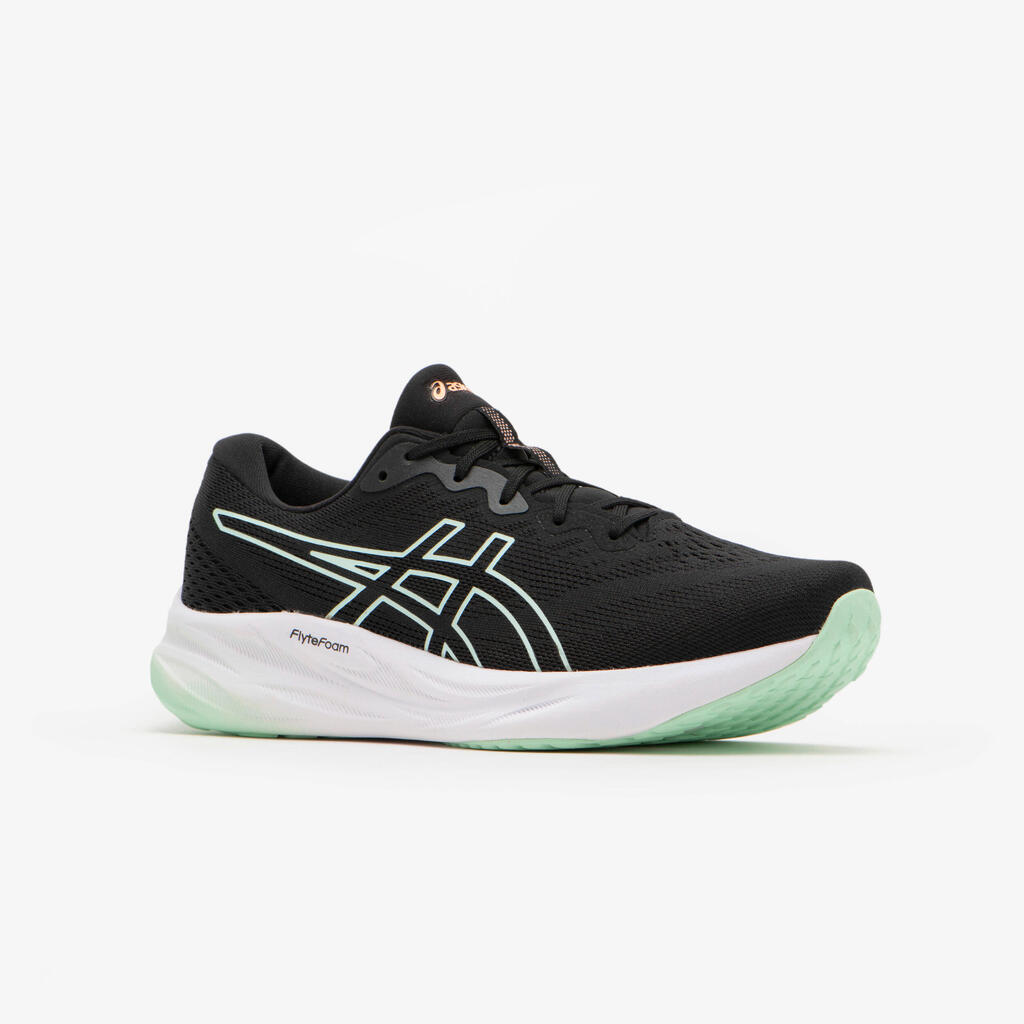 WOMAN'S ASICS GEL-PULSE 15 RUNNING SHOES - BLACK GREEN