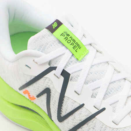 WOMEN'S NEW BALANCE FUELCELL PROPEL V4 RUNNING SHOES - WHITE AND NEON GREEN